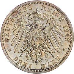 3 Mark 1913 A. Polierte Platte, Prachtexemplar