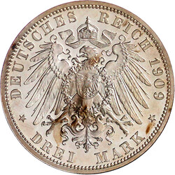 3 Mark 1909 A. Auflage nur 400 Ex. Polierte Platte, min. Kratzer, ...