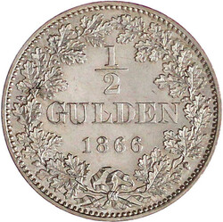1/2 Gulden 1866. Polierte Platte, Prachtexemplar