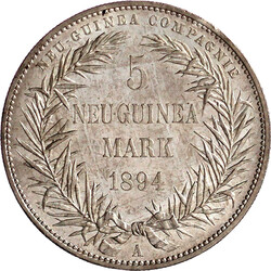 5 Neuguinea-Mark 1894 A, Paradiesvogel. fast Stempelglanz, min. ...
