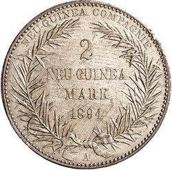 2 Neuguinea-Mark 1894 A, Paradiesvogel. fast Stempelglanz, min. ...