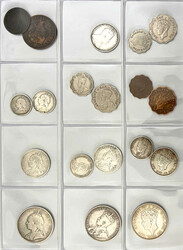 Typensammlung 19 Münzen Victoria bis George VI. U.a. 18 Piaster 1901 ...
