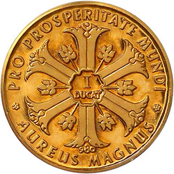 Goldmedaille zu 1 Dukat 1960. Zur Olympiade in Rom. Roma-Kopf mit ...