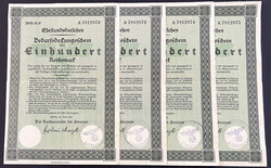 4 Bedarfsscheine für Ehestandsdarlehen zu 4x 100 Reichsmark 20.6 ...