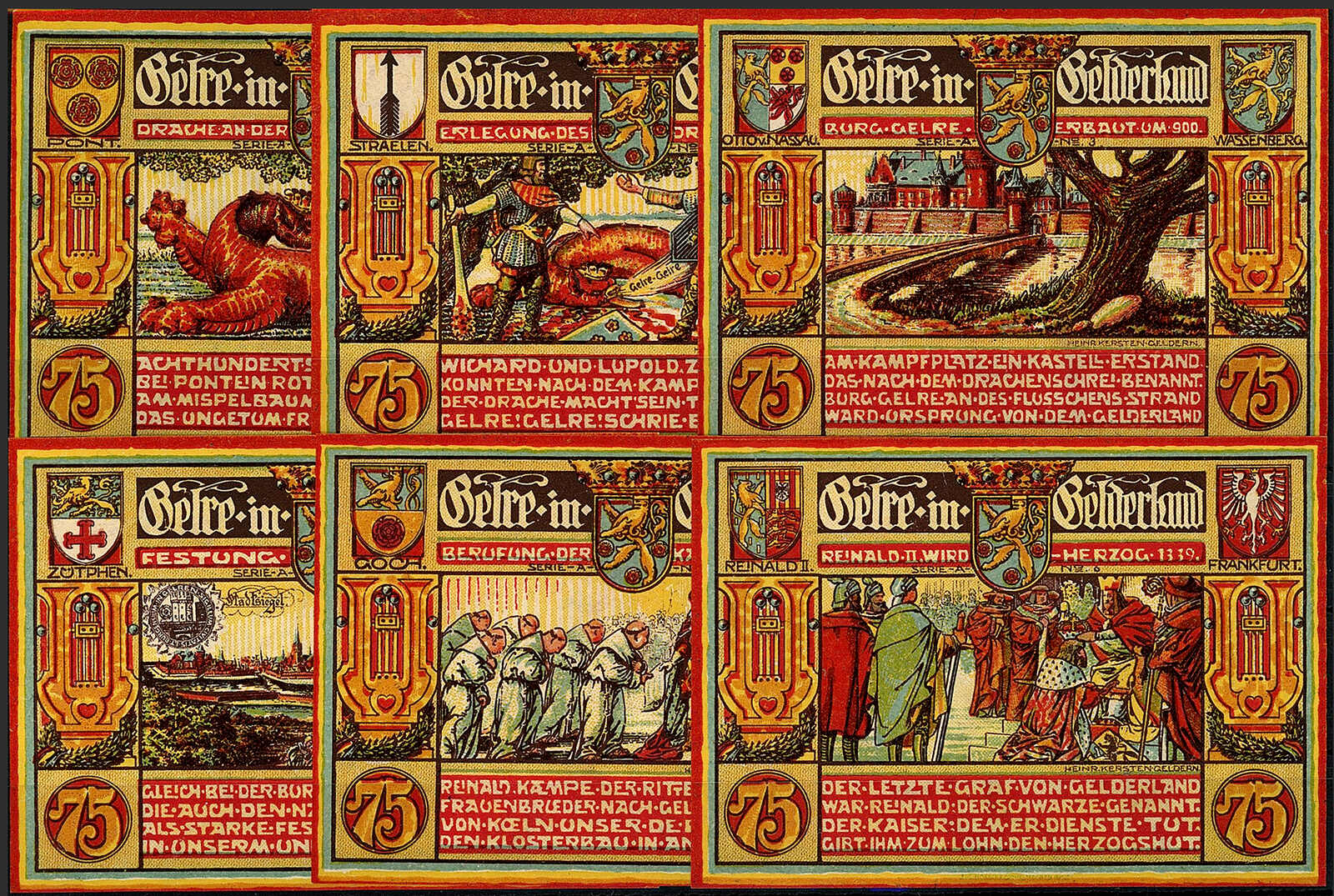 Männergesangverein, 6x 75 Pf. 19 - 21.8.1922 75. Jubelfeier. Serie A ...