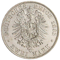 2 Mark 1883 A. vorzüglich/Stempelglanz, selten in dieser Erhaltung