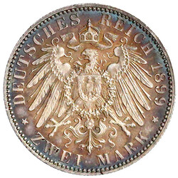 2 Mark 1899 A. vorzüglich/Stempelglanz, schöne Patina
