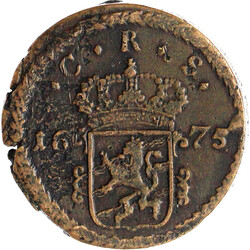 Kupfer 1 Öre 1675 SM. sehr schön, Schrötlingsriß, korrodiert