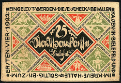 Druckprobe zu 25 Mark Leinen, gelblich statt weiß 15.7.1921 - 1.4 ...