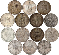 14 Taler: 8 X Preußen Krönungstaler 1861 (3 X mit Henkelspur), 4 X ...