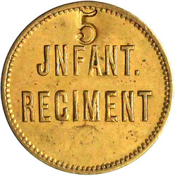 Messingmarke o.J. Eingeschlagene "5" über JNFANT. REGIMENT (5. ...