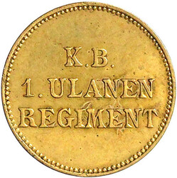 Messingmarke o.J. GUT FÜR 1/2 LITER BIER/K. B. 1. Ulanen Regiment. ...