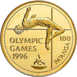 100 Pa`Anga 1994 auf die Olympiade 1996/Hochsprung. 7,78 g. 583/1000. ...