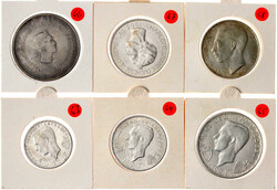 6 Silbermünzen: 20, 50 und 100 Francs 1946 John der Blinde, 100 ...