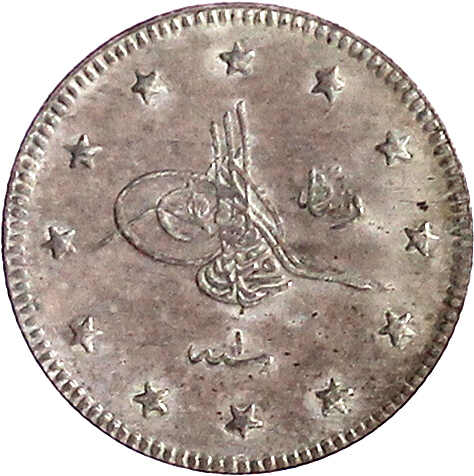 2 Kurush AH 1327, Jahr 1 = 1909 Münzbesuch in Bursa. ...