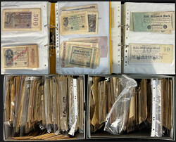 Reichsbanknoten, enormer Posten mit bestimmt tausenden Scheinen. ...