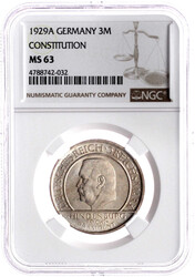 1929 A. Im NGC-Blister mit Grading MS 63. prägefrisch