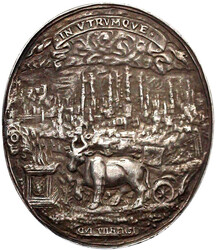 Ovale Silbergussmedaille 1626 von Engelhart. 10-jähriges Dienstjub. ...
