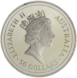 50 Dollars 10 Unzen Silber Kookaburra 1991 In Originalschatulle mit ...