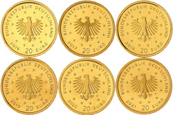 6 X 20 Euro Heimische Vögel, 2016 Nachtigall J, 2017 Pirol F, 2018 ...