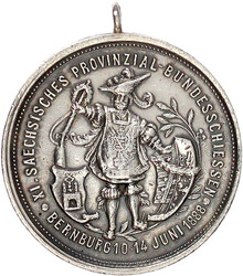 Tragbare Silbermedaille 1888, unsign. Auf das 11. Sächsische ...