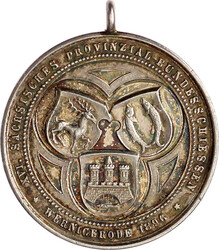 Tragbare Silbermedaille 1896. Auf das XVI. sächs. ...
