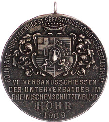 Tragbare Silbermedaille 1909, unsign. Auf das VII. Verbandsschiessen ...