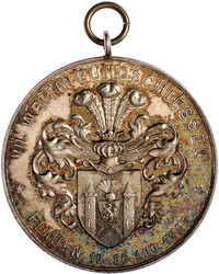Tragb. Silbermedaille 1906 v. Hörnlein. VII. Wettin-Bundesschiessen ...
