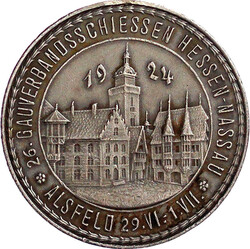Silbermedaille 1924, unsign. Auf das 26. Gauverbandsschießen ...