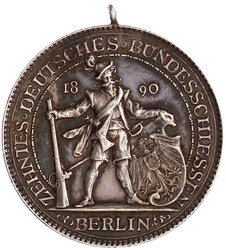 Tragbare Silbermedaille 1890 von Lauer, a.d. 10. dt. Bundesschiessen. ...
