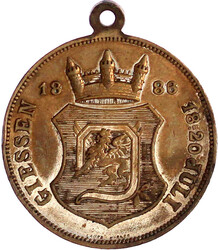 Tragbare, altversilberte Bronzemedaille 1886, unsign. A.d. 1. ...