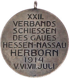 Tragbare Silbermedaille 1914 a.d. XXII. Verbandsschiessen des Gaues ...
