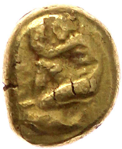 Stater ELEKTRON 450/350 v. Chr. Satyr oder Silen sitzt l. hält ...