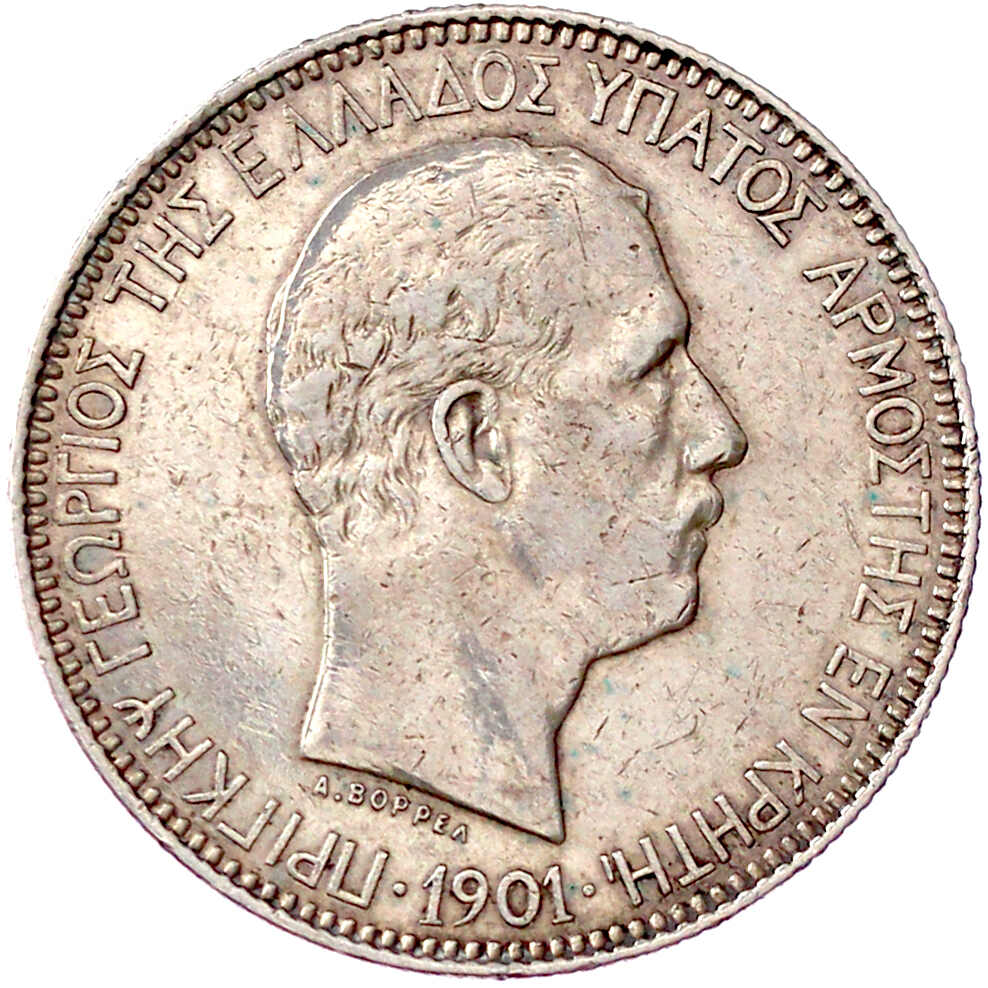 5 Drachmai 1901. sehr schön