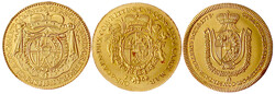 3 Nachprägungen der Dukaten 1728, 1758 und 1778, alle M (München ...