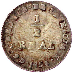 1/2 Real 1854 B. sehr schön