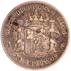 20 Centavos 1895. fast sehr schön
