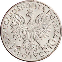 10 Zlotych 1932, London. Frauenkopf. fast Stempelglanz, selten in ...