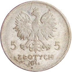 5 Zlotych 1928, Nike. sehr schön, kl. Kratzer