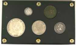 Privat zusammengestellter Münzsatz mit 5 Münzen: Cent 1847, Dime, ...