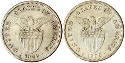 2 X Peso: 1908 S, 1909 S, San Francisco. beide gutes sehr schön