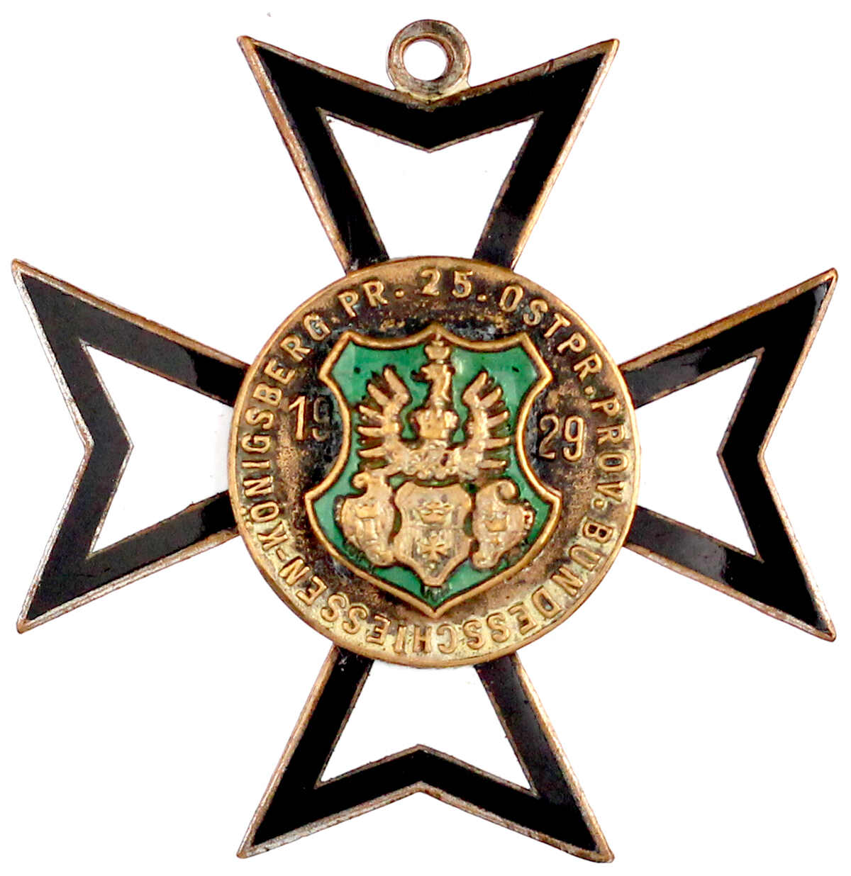 Emailliertes Schützenkreuz 1929. 25. ostpr. Prov. Bundesschießen ...