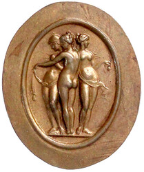 Ovaler Patrizenentwurf in Bronze für eine Medaille auf die 3 Grazien ...