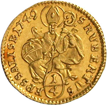 1/4 Dukat 1749. 0,83 g. vorzüglich/Stempelglanz, Prachtexemplar