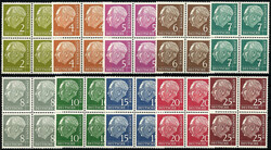 Heuss 1954, kompletter Viererblocksatz in postfrischer Luxuserhaltung ...