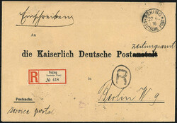 DAP China 1916, schöner R-Brief portofrei nach Peking, rückseitig ...