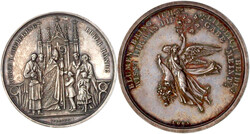 2 Stück: Silbermedaille von Drentwett (Augsburg) a.d. Firmung, 32 mm ...