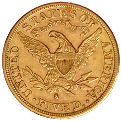 5 Dollars 1882, San Francisco. Coronet Head. 8,36 g. 900/1000. sehr ...