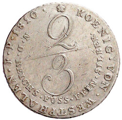 2/3 Taler 1810 C. Legende beginnt unter 8 der Jahreszahl. sehr schön