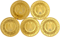 5 X 200 Euro 2002 A, D, F, G, J. Komplette Serie Währungsunion. 5 X ...